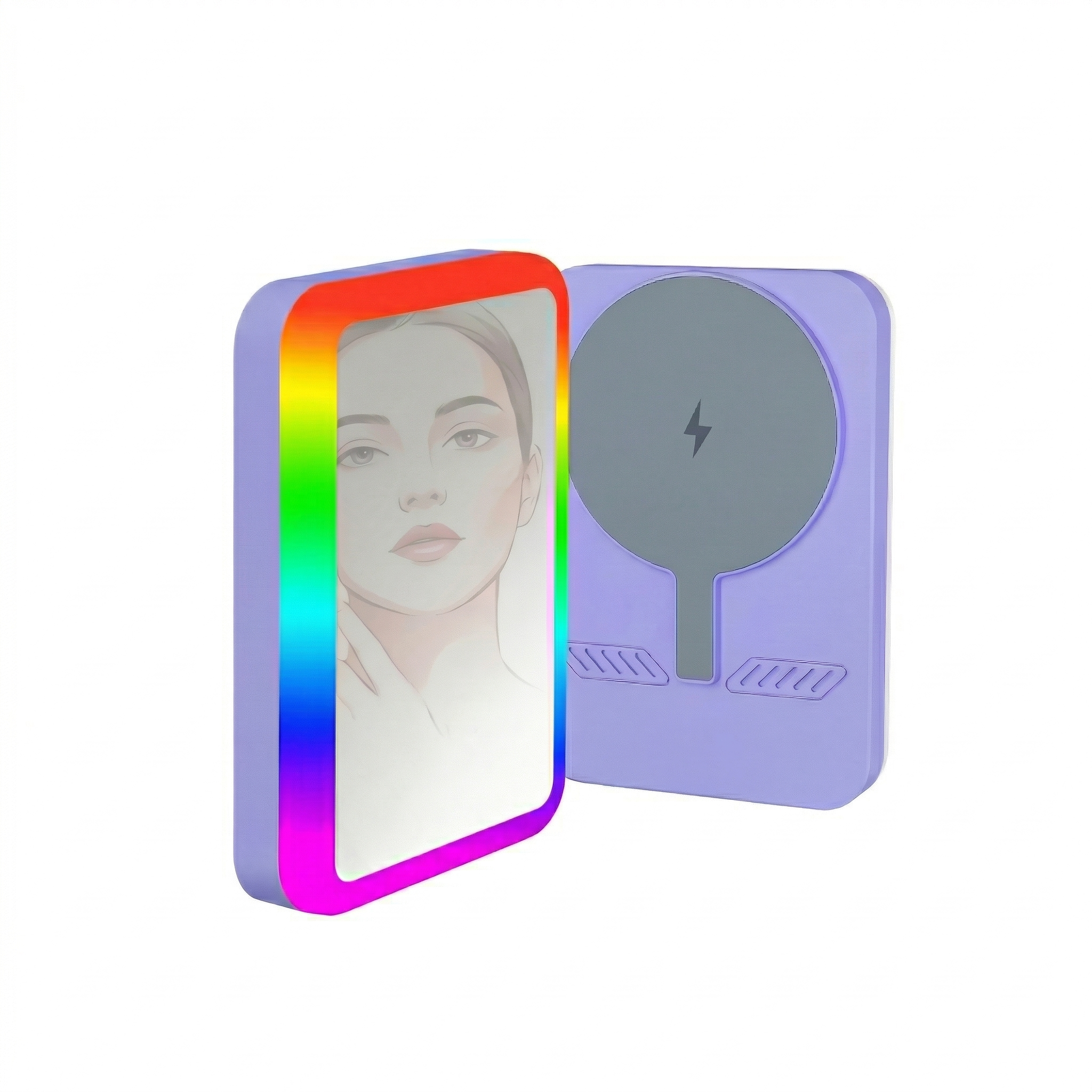 Baterie externă magnetică Glow compatibilă cu MagSafe 5000 mAh 15 W - Inel LED RGB și Oglindă
