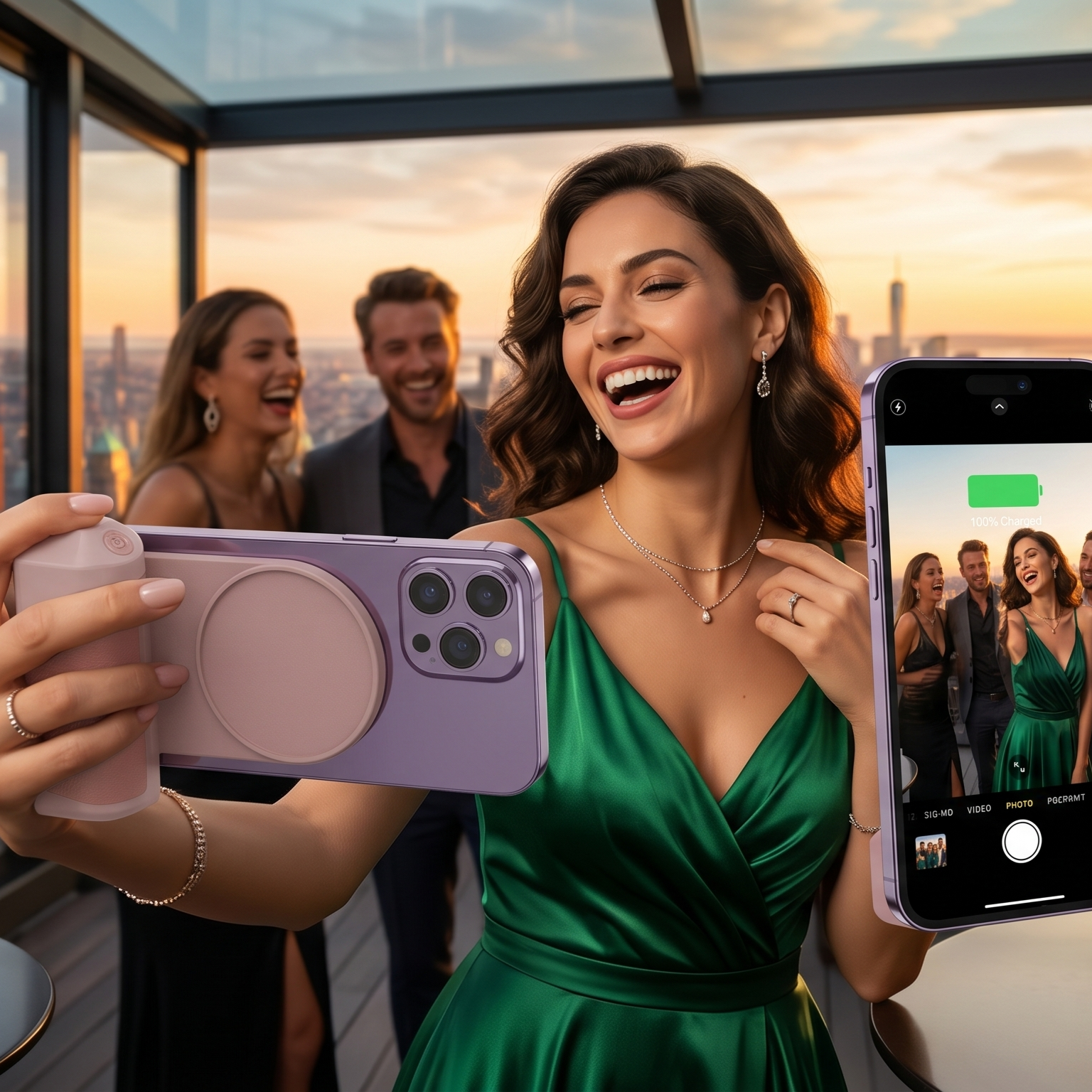 Baterie externă magnetică Snap cu declanșator Bluetooth pentru cameră foto - Compatibilă MagSafe, 5000 mAh