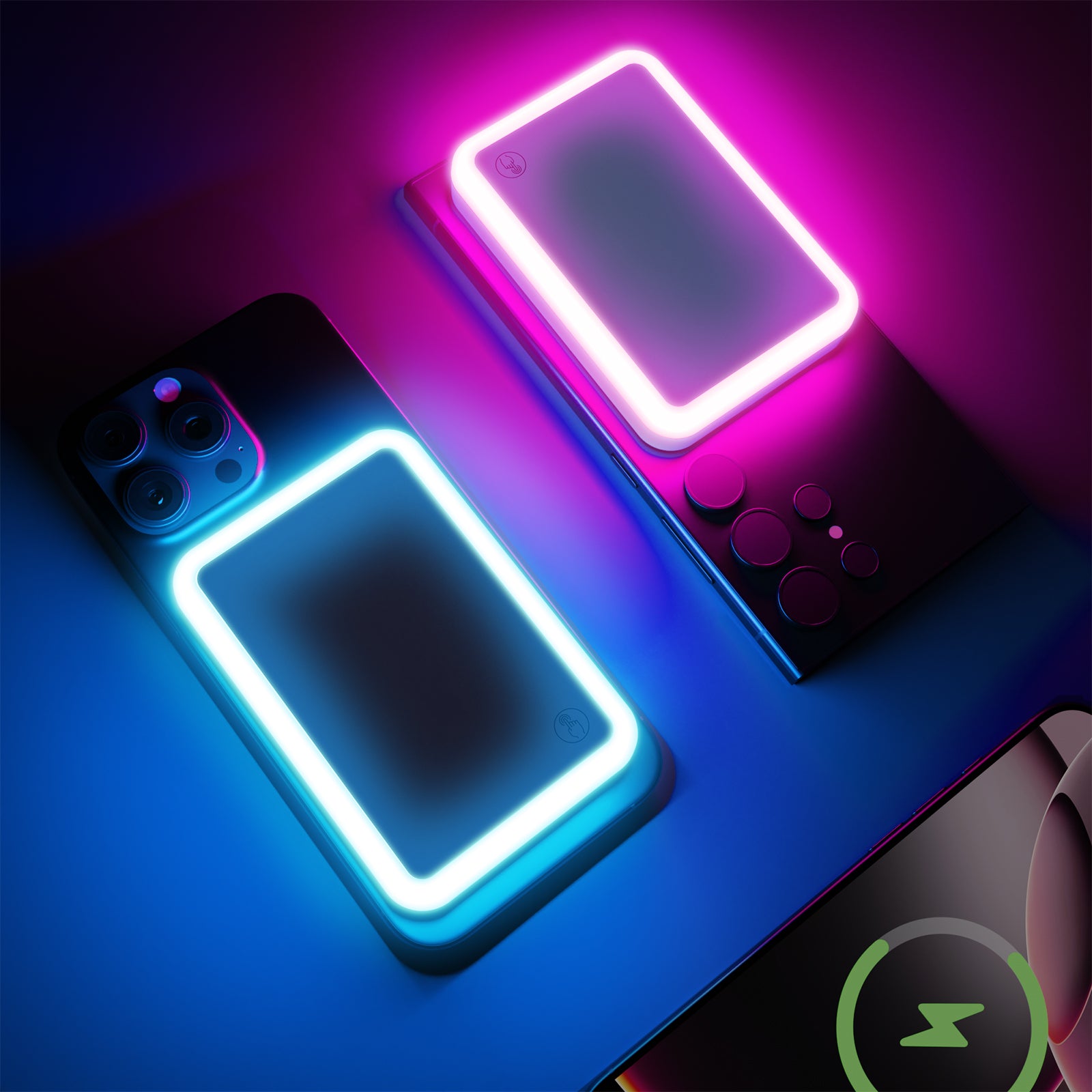 Baterie externă magnetică Glow compatibilă cu MagSafe 5000 mAh 15 W - Inel LED RGB și Oglindă