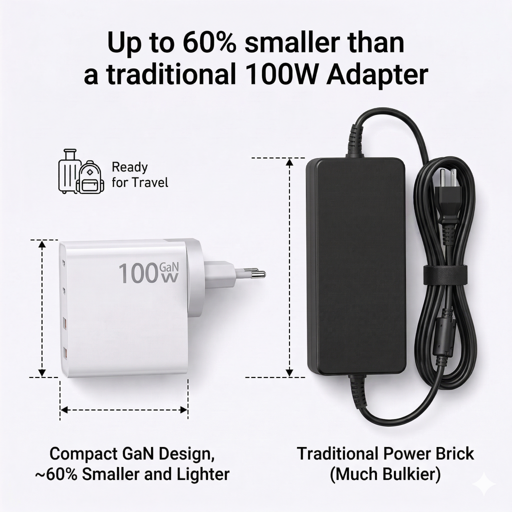 Încărcător rapid GaN de 100 W Power 100CA1 - 4 porturi